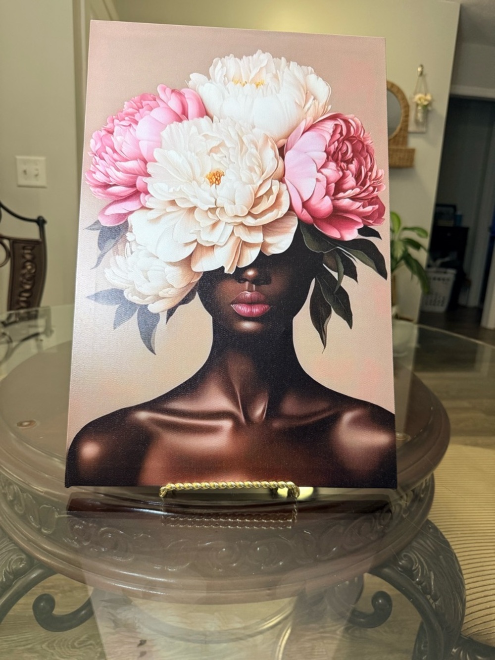 Art Print – Floral Headpiece Portrait in Pink & White